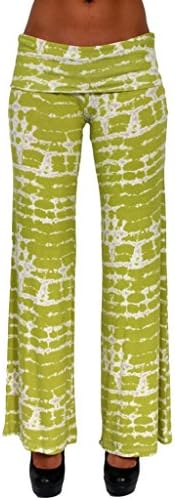 Gorgeous Women's Long Wide Leg Tie Dye Palazzo PANTS: GREEN.WHITE (SM)