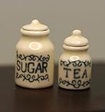 Dollhouse Miniature Kitchen Sugar & Tea Cannister Set