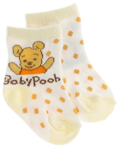 DISNEY・BABY ベビープー 新生児 ソックス クリーム 綿 アクリル ナイロン ポリウレタン C8000
