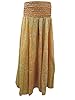 Womens Hippie Palazzo Pant Gold Casual Wear Silk Maxi Skirt