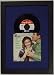 45 Vinyl Record and Sleeve Frame Featuring Dark Blue Mat Design, solid wood black frame and REAL glass front