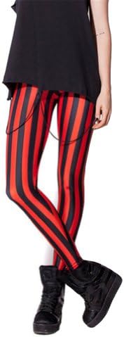 Yikanul Women's Fashion Digital Print RED Neon Pattern Sexy Leggings