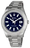 Rolex Datejust II Blue Index Dial Fluted 18k White Gold Bezel Oyster Bracelet Mens Watch 116334BLSO