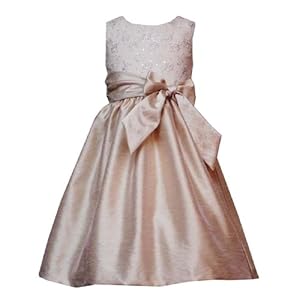 Rare Editions Little Girls 4-6X CHAMPAGNE GOLD METALLIC EMBROIDERED FOIL DOT SHANTUNG Special Occasion Wedding Flower Girl Holiday Party Dress