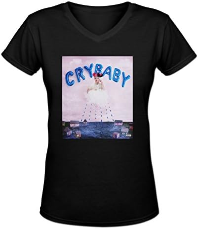 ZIHLN Women's Cry Baby Melanie Martinez Logo V-Neck T shirt S Black