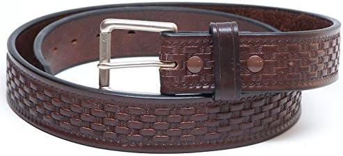 Mens CCW 1.5 Inch Gun Belt Made in the USA - Basketweave Brown 38 Inch
