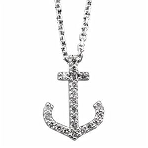 White Gold Diamond Anchor Necklace