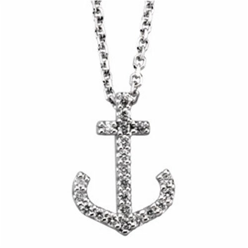 White Gold Diamond Anchor Necklace