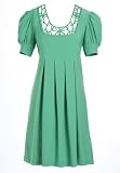 Chadwicks Flower Crochet Square-Neck Dress (GREEN,L)