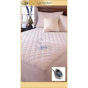 Sunbeam SlumberRest (Twin Size) Camelot Waterproof/Water Resistant - Heated Electric Blanket Warming Heating Mattress Pad (White)