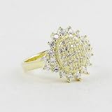 Bejeweled Sunflower Gold Plated Sterling Silver Ring Size 9