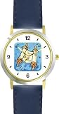 Toran Scroll No.2 Judaica Jewish Theme - WATCHBUDDY&reg; DELUXE TWO-TONE THEME WATCH - Arabic Numbers - Blue Leather Strap-Size-Large ( Men's Size or Jumbo Women's Size )
