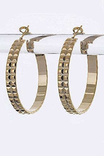 Chic Chelsea 2 Row Pyramid Emboss Hoops - M (Gold)