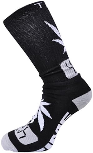 Cushion Soft Weed Leaf THC 420 Smoke Time High Crew Sock