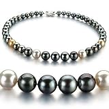 Black,Golden and White 8-13mm AA+ Tahitian Pearl Necklace