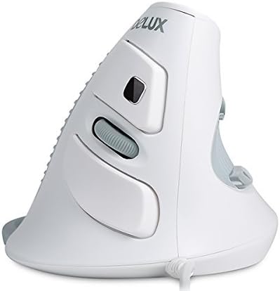 Blueskysea Free Gift Keychain + Original Brand Delux M618 Cable Vertical Wired Vertical Health Ergonomic PC Game Mice Mouse USB Laser Comfort with Heart-beat Testing - White Color