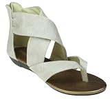 Capelli New York Distressed Faux Leather Thong Sandal With Zipper Heel Ladies Sandal