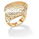 18k Gold over Sterling Silver Hammered-Style Filigree Ring