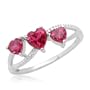 10k White Gold Heart-Shaped Created Ruby Heart Ring, Size 5