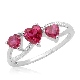 10k White Gold Heart-Shaped Created Ruby Heart Ring by Amazon.com Collection