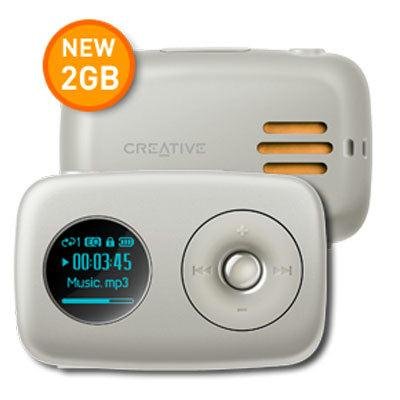 Electronics: Creative Zen Stone Plus 2 GB MP3 Player with Built in Speaker and Clip  Champagne White 