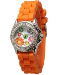 New Arrival-Small Sized Silicone Flower Watch-Orange!