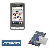 Smoke Flexible Soft Silicone Skin Case + Clear Reusable LCD Screen Protector for Verizon LG Dare VX9700 VX-9700 Cell Phone