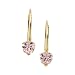 14K Yellow Gold Heart Shaped Pink Cubic Zirconia Children's Earrings