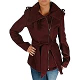 SEAN JOHN Wool Military Trench Zip Up Fashion Womens Jacket Peacoat Coat