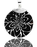 Stunning Black Shell & 925 Sterling Silver Round Pendant by ACOMO - Suede cord included