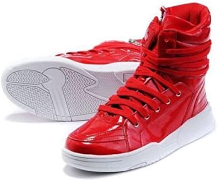 2016 New Fashion Men's Casual High Top Sport Sneakers Athletic Running Shoes (8.5, Red)