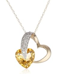 10k Gold Heart Diamond Pendant Necklace, 18"