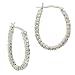 Sterling Silver Diamond cz Pave Oval Earrings