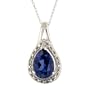 10k White Gold Created Ceylon Sapphire and Diamond-Accent Pendant, 18"