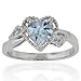 14k White Gold Heart Aquamarine and Diamond Ring title=