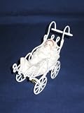 Vintage Doll House Miniature Metal Victorian Baby Carriage w Baby 4 1 4