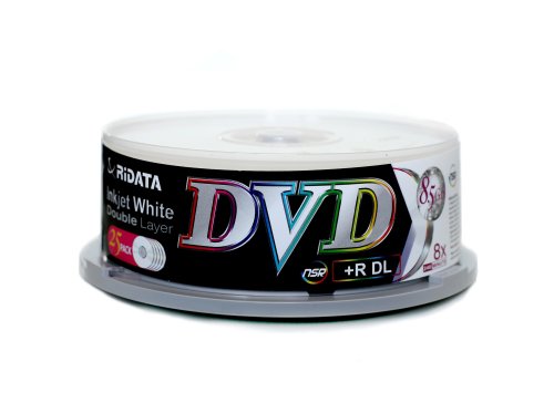 Ridata DRD+858-RDIWN-CB25 8.5GB 8X Inkjet-Printable Double Layer DVD+R - Cake Box of 25 Discs