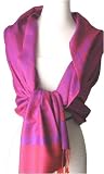 Apparel : 70% Pashmina 30% Silk Paisley Self-Design Shawl / Wrap / Stole - Purple Red (Buy 2 - Get FREE SHIPPING !)