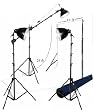Heavy Weave White Muslin Backdrop with Stand & 750watt Continuous Light Kit