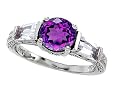 2.60 cttw 925 Sterling Silver 14K White Gold Plated Genuine Amethyst Engagement Ring - Gold Plated Silver