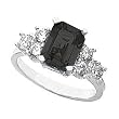 14K White Gold Onyx and Diamond Ring