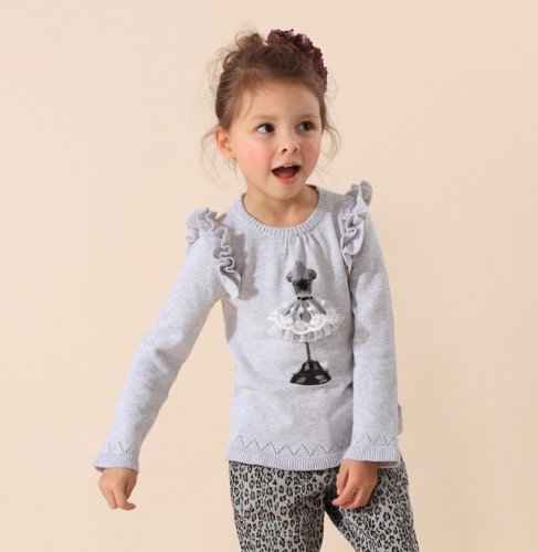 ガールズ 子供服 春服 セーター コットン フリル プリンセス MUCHU