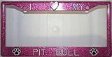 Paw Prints Pink Glitter I Love My Pit Bull Frame