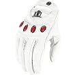 Icon Hella Women's Leather Street Racing Motorcycle Gloves - White
