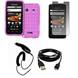 EMPIRE Hot Pink Diamond Poly Skin Case Cover + Screen Protector + Car Charg ....