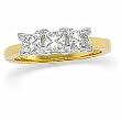14K Two-Tone Gold Diamond Three Stone Ring - 1.33 Ct.