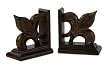 Set of 2 Distressed Brown Wooden Fleur De Lis Bookends