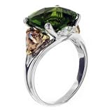 Sterling Silver Cushion Cut Faux Peridot Cz Right Hand Ring