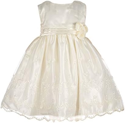 Princess Faith Baby Girls' "Floral Ephemera" Dress with Diaper Cover - ivory, 18 months