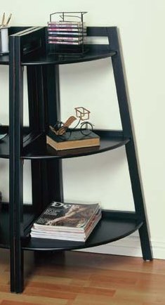 Antique Black Small Corner Bookcase